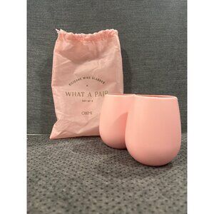 Silicone Wine Glasses Set Of 2 Pink Odeme BPA-Free Dishwasher & Microwave Safe